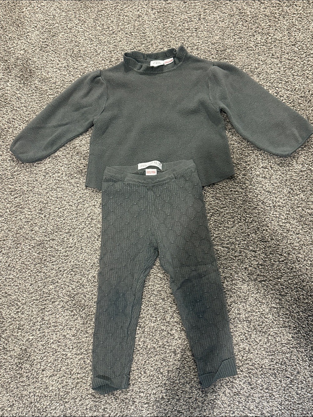 Toddler Knit Top & Leggings Set - dark green